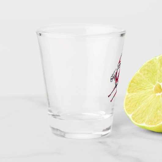 Klarglasscheibe Santa Skiing Schnapsglas (Links)