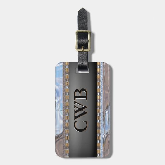 Klarheits-modernes Monogramm Gepäckanhänger (Vorderseite vertikal)