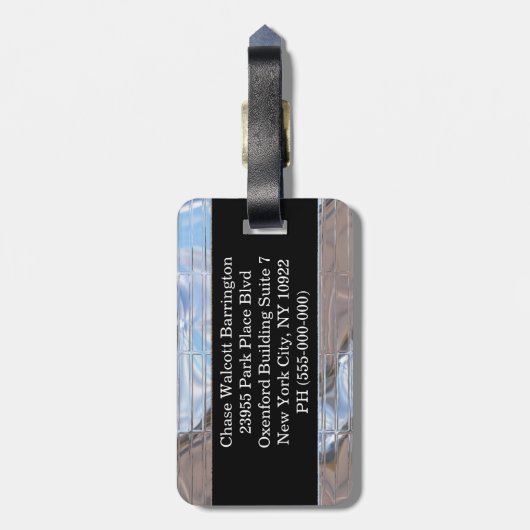 Klarheits-modernes Monogramm Gepäckanhänger (Rückseite vertikal)