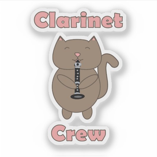 Klarinet Crew Cat Funny Aufkleber (Vorderseite)