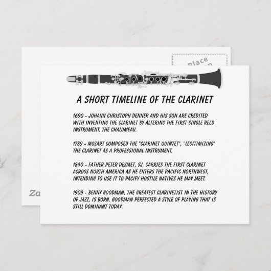 Klarinet Timeline Postkarte (Vorne/Hinten)