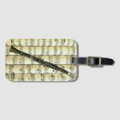 Klarinette auf Notenblättern ~ Gepäckanhänger (Vorderseite (Horizontal))