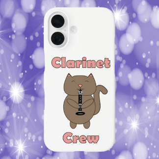 Klarinette Crew Brown Cat Pink iPhone 16 Hülle