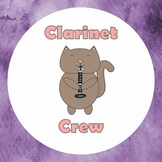 Klarinette Crew Cat Pink Runder Aufkleber