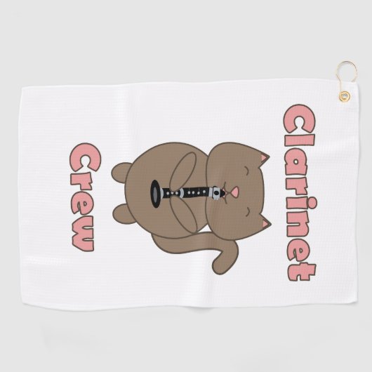 Klarinette Crew Pink Brown Cat Golfhandtuch (Horizontal)