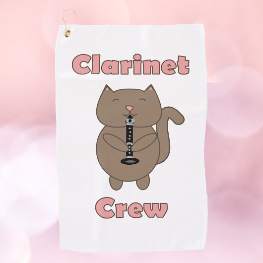 Klarinette Crew Pink Brown Cat Golfhandtuch