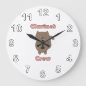 Klarinette Crew Pink Brown Cat Große Wanduhr (Vorderseite)