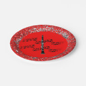 Klarinette, farbiger roter Hintergrund, Pappteller (Schrägansicht)