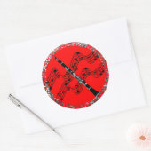 Klarinette, farbiger roter Hintergrund, Runder Aufkleber (Umschlag)