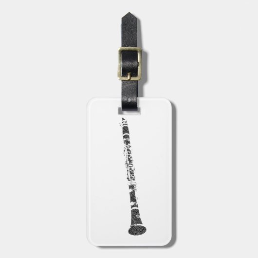Klarinette Form Word Art Black Text Gepäckanhänger (Vorderseite vertikal)
