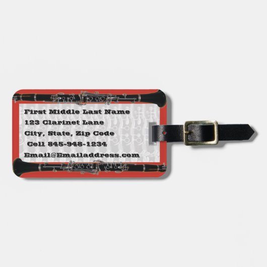 Klarinette Gepäckanhänger (Vorderseite horizontal)