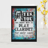 Klarinette Grußkarte spielen - Funny Vintage Ad Karte (Gelbe Blume)