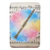 Klarinette Harmonie: Farbenfrohe Wasserfarben Badematte (Vorderseite Vertikal)