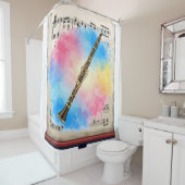 Klarinette Harmonie: Farbenfrohe Wasserfarben Duschvorhang (Beispiel)