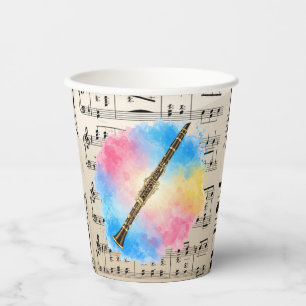 Klarinette Harmonie: Farbenfrohe Wasserfarben Pappbecher