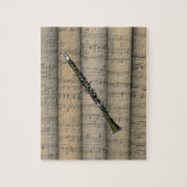 Klarinette ~ Hintergrund der Notenblätter ~ Musik Puzzle (Vertikal)