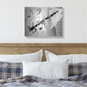 Klarinette mit musikalischen Akzenten Leinwanddruck (Insitu (Schlafzimmer))