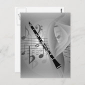 Klarinette mit musikalischen Akzenten Postkarte (Vorne/Hinten)