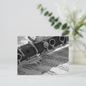 Klarinette mit Noten Postkarte (Stehend Vorderseite)