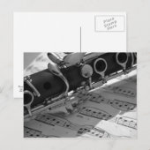 Klarinette mit Noten Postkarte (Vorne/Hinten)