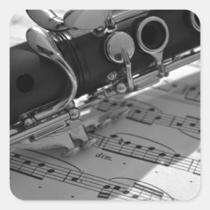 Klarinette mit Noten Quadratischer Aufkleber