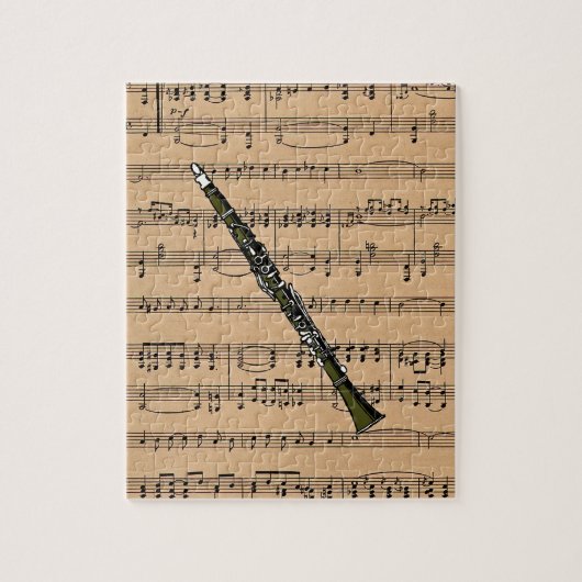 Klarinette mit Notenhintergrund Puzzle (Vertikal)