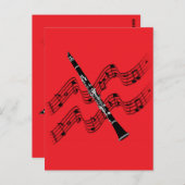 Klarinette mit rotem Hintergrund Postkarte (Vorne/Hinten)