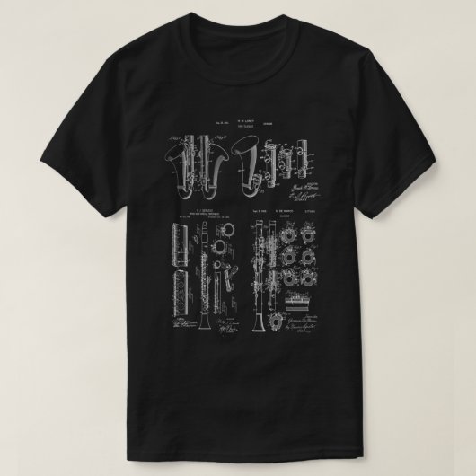 Klarinette Musical Instrument Patent Prints Classi T-Shirt (Design vorne)