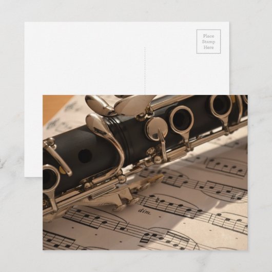 Klarinette Musikinstrument mit Notation Postkarte (Vorne/Hinten)