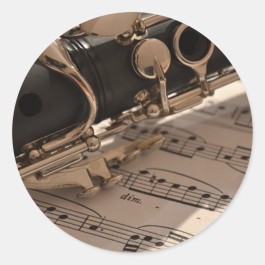Klarinette Musikinstrument mit Notation Runder Aufkleber (Vorderseite)