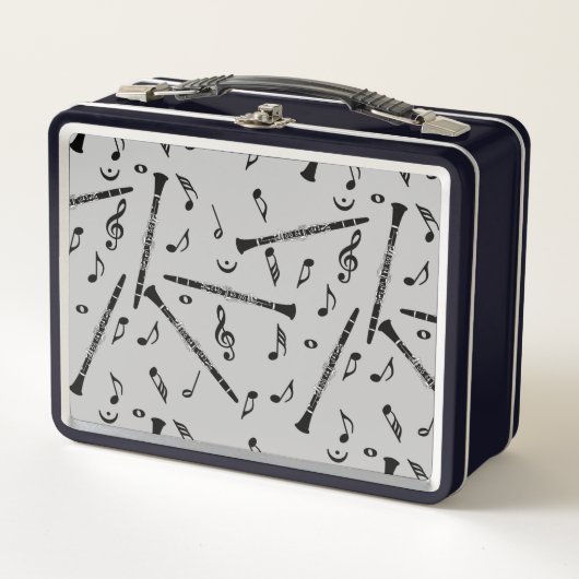Klarinette Musiknote Muster Metall Brotdose (Vorderseite)