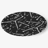 Klarinette Musiknote Muster Pappteller (Schrägansicht)