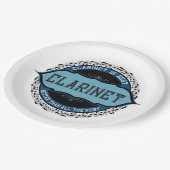 Klarinette Musiknoten Circle Pappteller (Schrägansicht)