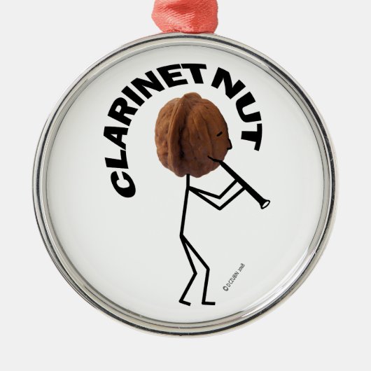 Klarinette Nut Silbernes Ornament (Vorne)
