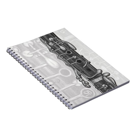 Klarinette-Oberteil-Monogram-Notebook Notizblock (Rechte Seite)