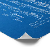 Klarinette Patent - Blueprint Poster (Ecke)