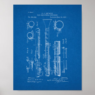 Klarinette Patent - Blueprint Poster