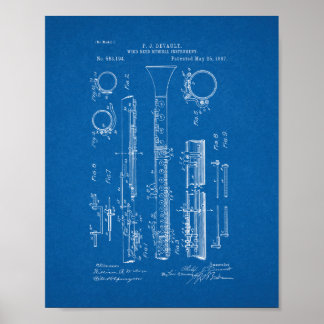 Klarinette Patent - Blueprint Poster