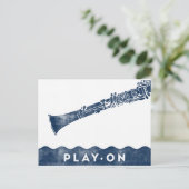 Klarinette Postkarte - Vintage Retro Navy White (Stehend Vorderseite)