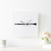 Klarinette Quadratische Wanduhr (Zuhause)