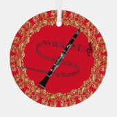 Klarinette, rot und gold ornament aus glas (Rückseite)