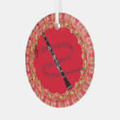 Klarinette, rot und gold ornament aus glas (Vorderseite links)