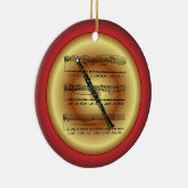 Klarinette~Sheet Music~Red/Green/Gold~Christmas~ Keramik Ornament (Rechts)