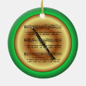 Klarinette~Sheet Music~Red/Green/Gold~Christmas~ Keramik Ornament (Hinten)