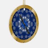 Klarinette ~ Silber ~ Blau ~ Gold ~ Weihnachten ~ Keramik Ornament (Rechts)