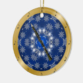 Klarinette ~ Silber ~ Blau ~ Gold ~ Weihnachten ~ Keramik Ornament (Links)
