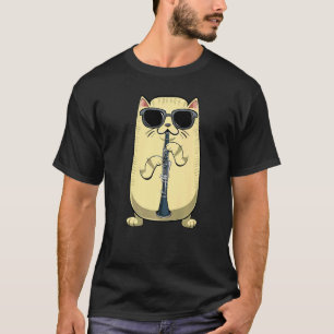 Klarinette spielende Katze Instrument Musikspieler T-Shirt