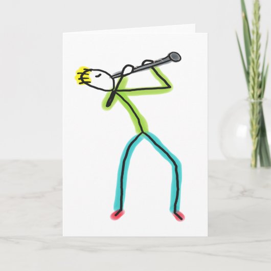 Klarinette Stickman Karte (Vorderseite)