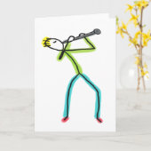 Klarinette Stickman Karte (Gelbe Blume)