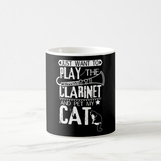 Klarinette und Katze Kaffeetasse (Mittel)
